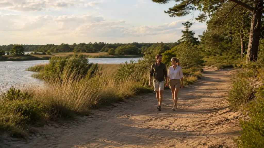 Beekse Bergen fotoshoot met een koppel in een groene en ruimtelijke buitenomgeving